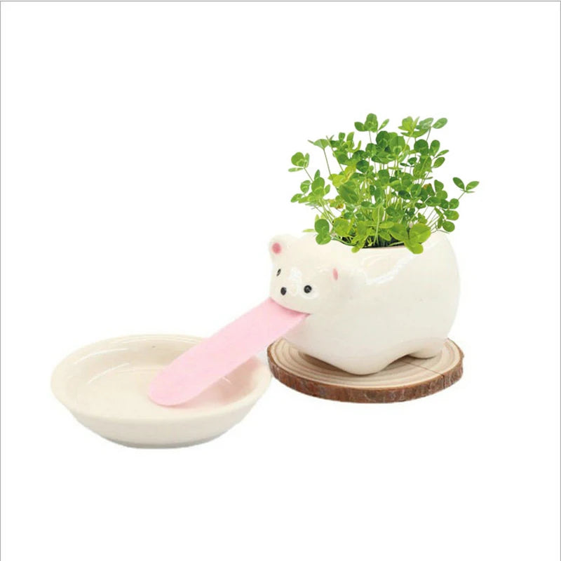 plant pot with tongue Cute Animal Drinking Ceramic Plant pot – The Kawaii Shoppu