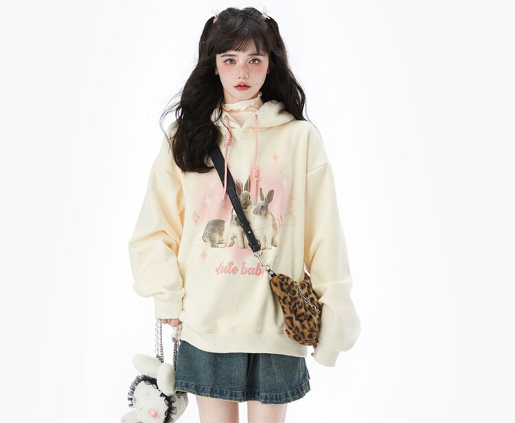 Cute Baby Bunny Kawaii Hoodie Clothing and Accessories by The Kawaii Shoppu | The Kawaii Shoppu