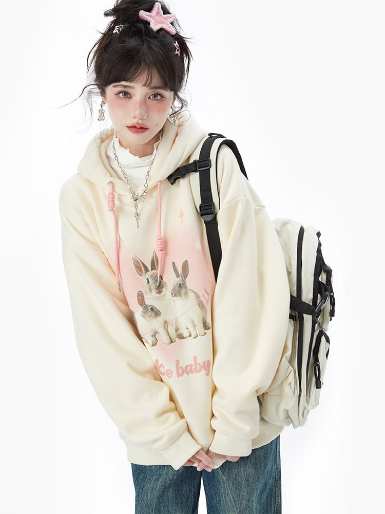 Cute Baby Bunny Kawaii Hoodie S Clothing and Accessories by The Kawaii Shoppu | The Kawaii Shoppu