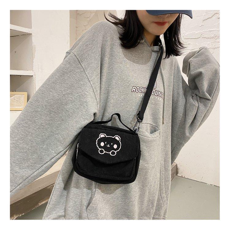 Cute Bear Aesthetic Mini Corduroy Shoulder Bag Bags by The Kawaii Shoppu | The Kawaii Shoppu