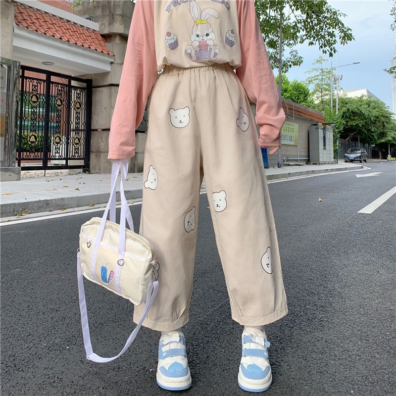 Cute Bear Print Kawaii Loose Pants by The Kawaii Shoppu | The Kawaii Shoppu