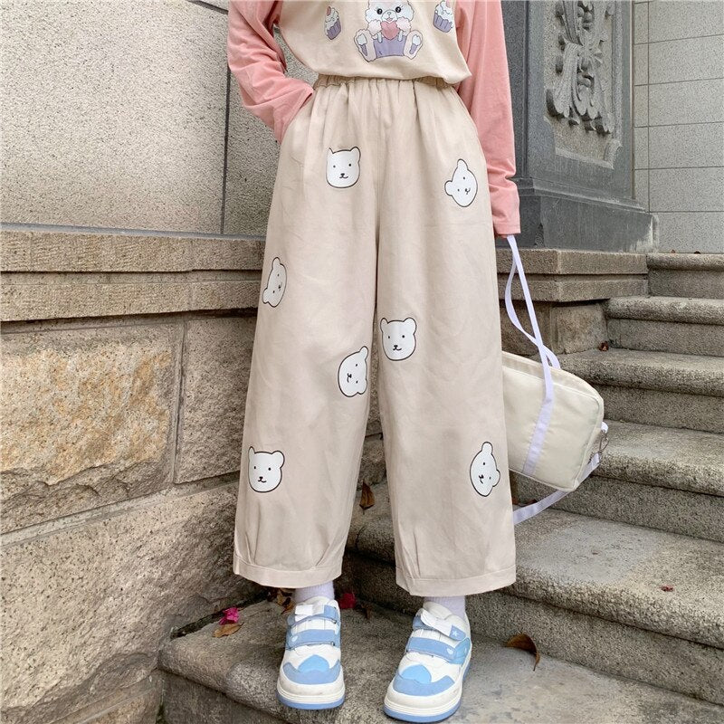 Cute Bear Print Kawaii Loose Pants by The Kawaii Shoppu | The Kawaii Shoppu