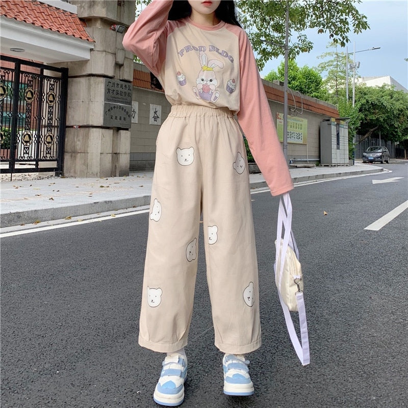 Cute Bear Print Kawaii Loose Pants by The Kawaii Shoppu | The Kawaii Shoppu