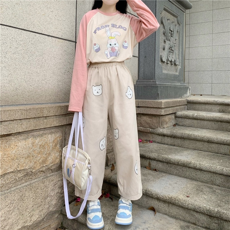 Cute Bear Print Kawaii Loose Pants by The Kawaii Shoppu | The Kawaii Shoppu