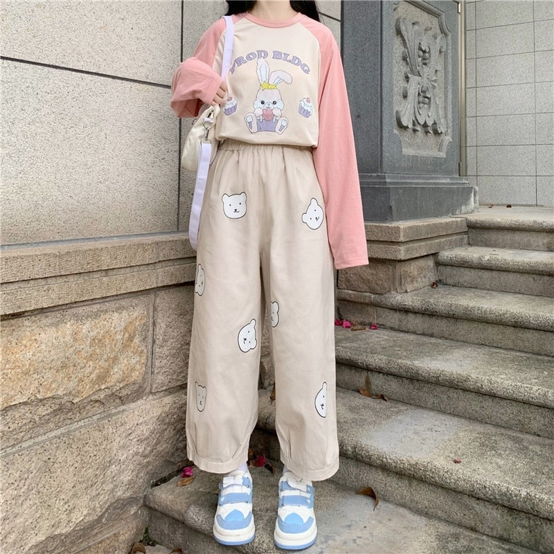 Cute Bear Print Kawaii Loose Pants by The Kawaii Shoppu | The Kawaii Shoppu