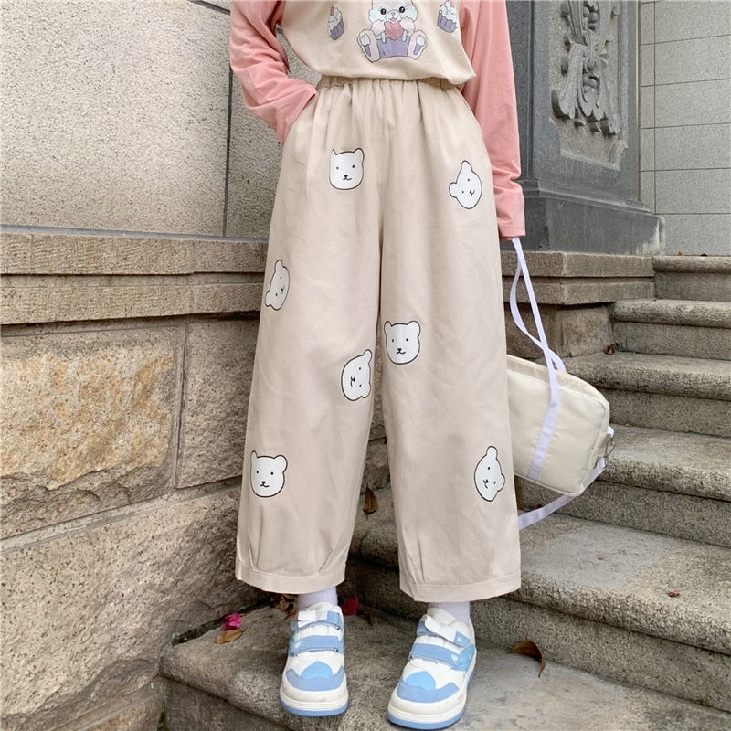 Cute Bear Print Kawaii Loose Pants by The Kawaii Shoppu | The Kawaii Shoppu