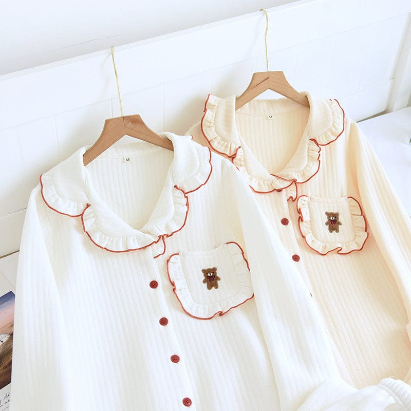 Cute Bear Spring Collar Korean Style House Clothes Clothing and Accessories The Kawaii Shoppu