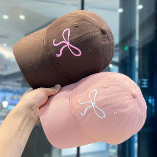 Cute Bow Pink / Denim Baseball Cap adjustable Accessories by The Kawaii Shoppu | The Kawaii Shoppu