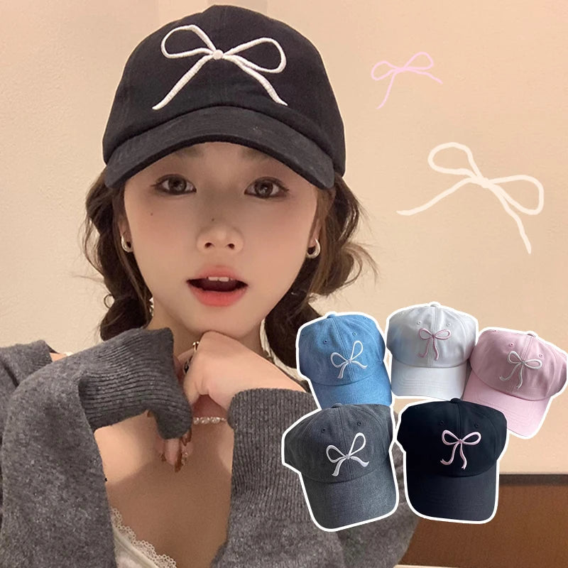 Cute Bow Pink Denim Baseball Cap The Kawaii Shoppu