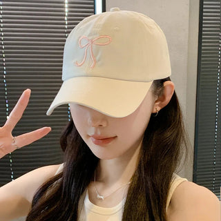 Cute Bow Pink / Denim Baseball Cap adjustable Accessories by The Kawaii Shoppu | The Kawaii Shoppu