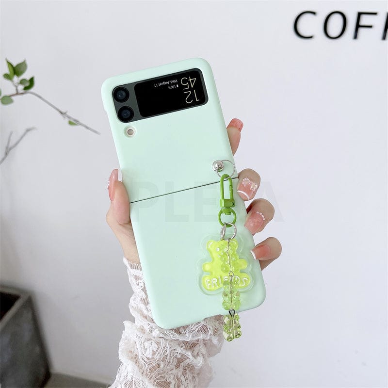 Cute Cartoon Bear Pendant Phone Case For Samsung Galaxy Z Flip 3 For Z Flip 3 Phone Cases & Covers The Kawaii Shoppu