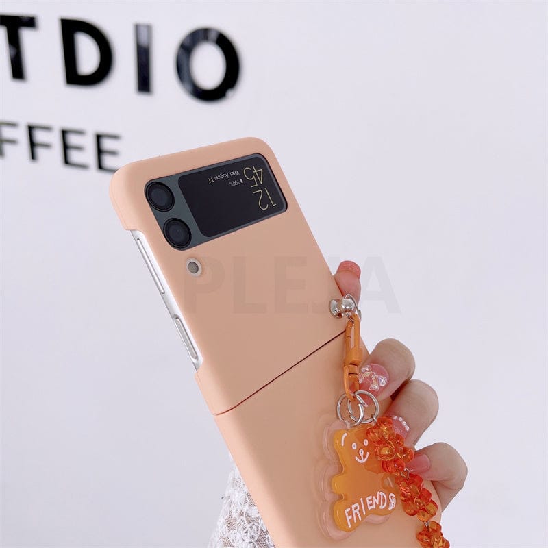 Cute Cartoon Bear Pendant Phone Case For Samsung Galaxy Z Flip 3 For Z Flip 3 Phone Cases & Covers The Kawaii Shoppu