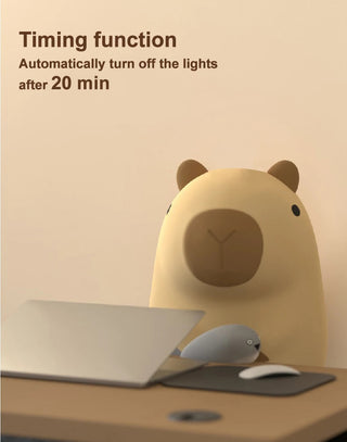 Cute Cartoon Capybara Silicone USB Rechargeable LED Night Light Blue Light by The Kawaii Shoppu | The Kawaii Shoppu