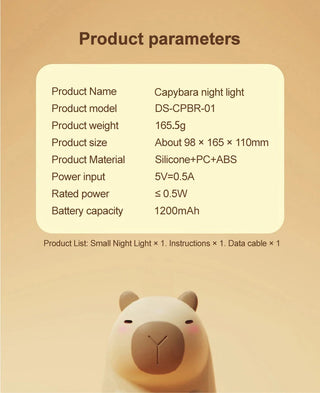 Cute Cartoon Capybara Silicone USB Rechargeable LED Night Light Blue Light by The Kawaii Shoppu | The Kawaii Shoppu