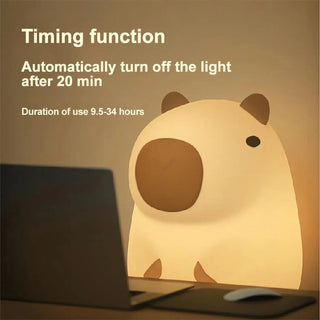 Cute Cartoon Capybara Silicone USB Rechargeable LED Night Light Blue Light by The Kawaii Shoppu | The Kawaii Shoppu