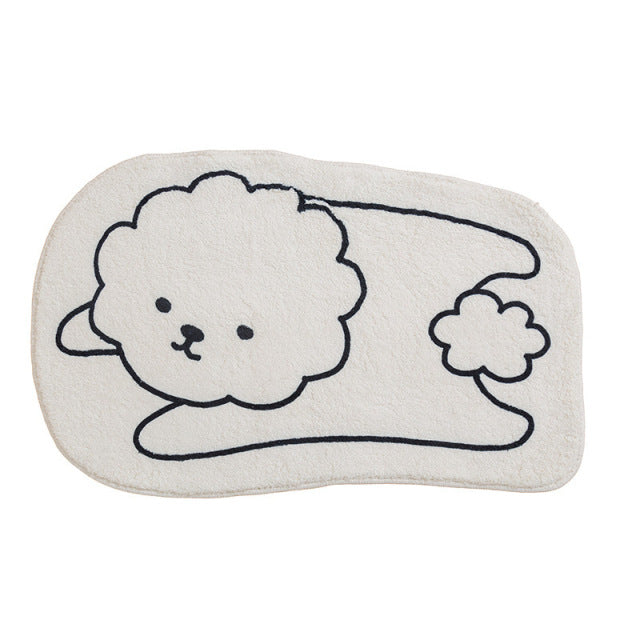 Cute Cartoon Cat Shaped White Carpet Mat 600MMx900MM E Home & Kitchen by The Kawaii Shoppu | The Kawaii Shoppu