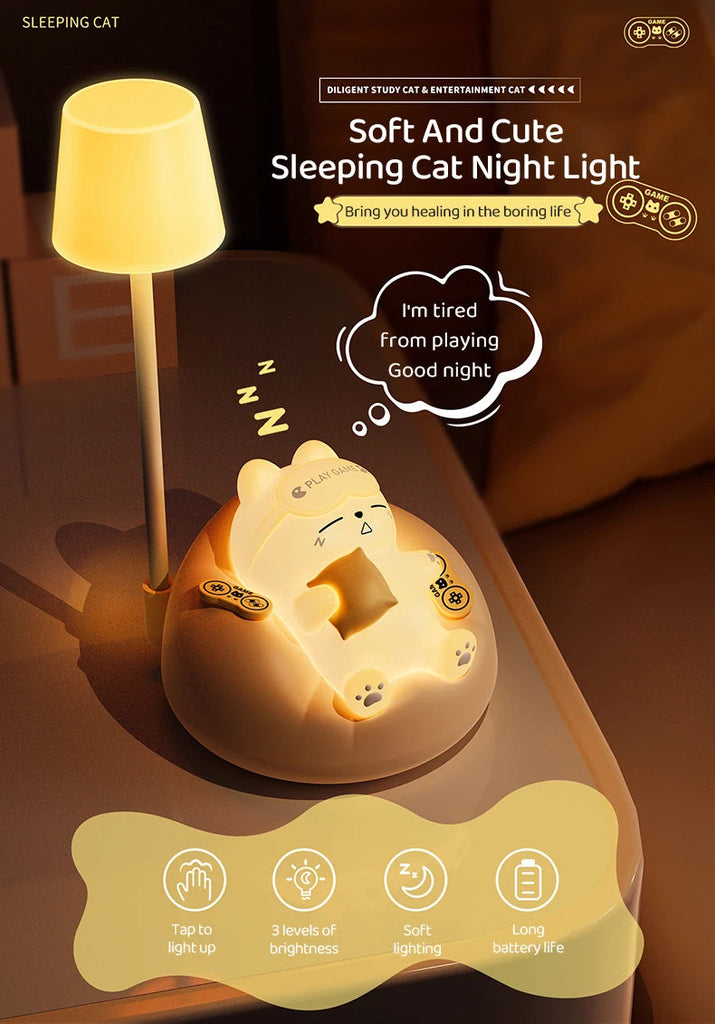 Cute Cat Bedside Night Light Light by The Kawaii Shoppu | The Kawaii Shoppu