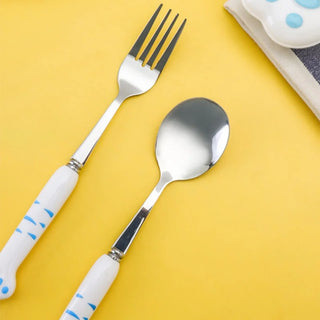 Cute Cat Paw Cutlery Set – Spoon & Fork with Storage Box