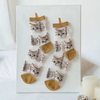 Cute Cat Transparent Aesthetic Ankle Socks Clothing and Accessories by The Kawaii Shoppu | The Kawaii Shoppu