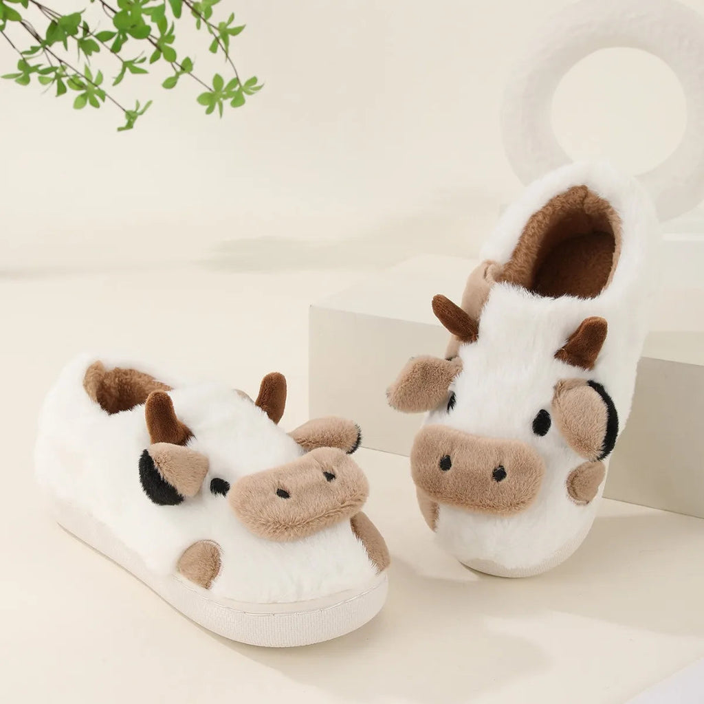 Cute Cow Fluffy House Shoe Slippers Shoes by The Kawaii Shoppu | The Kawaii Shoppu