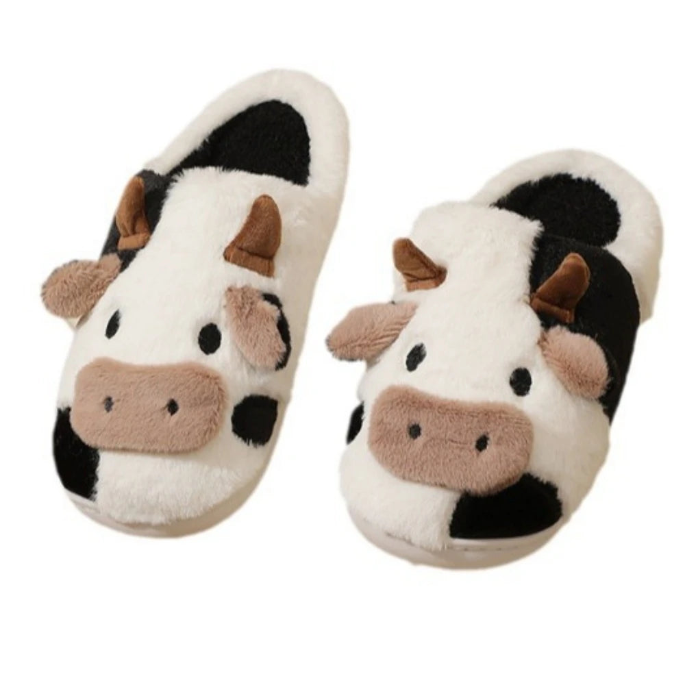 Cute Cow Fluffy House Shoe Slippers Shoes by The Kawaii Shoppu | The Kawaii Shoppu