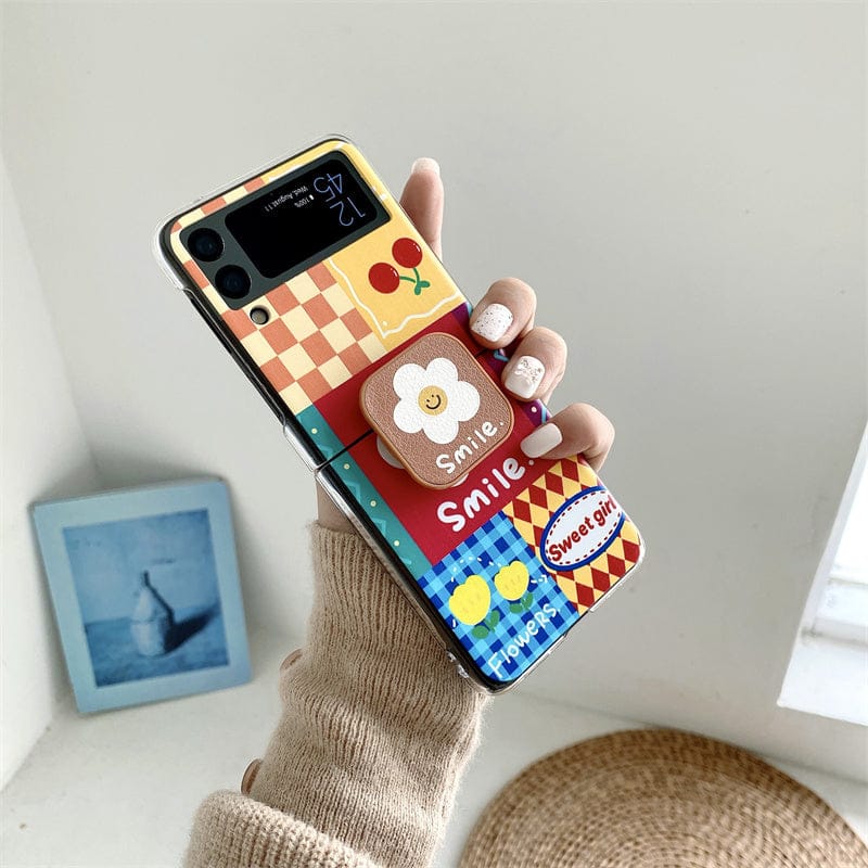 Cute Flower Bracket Phone Case For Samsung Galaxy Z Flip 3 For Z Flip 3 Phone Cases & Covers The Kawaii Shoppu