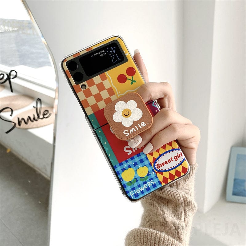 Cute Flower Bracket Phone Case For Samsung Galaxy Z Flip 3 For Z Flip 3 Phone Cases & Covers The Kawaii Shoppu