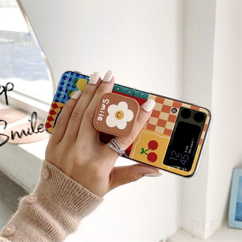 Cute Flower Bracket Phone Case For Samsung Galaxy Z Flip 3 For Z Flip 3 Phone Cases & Covers The Kawaii Shoppu