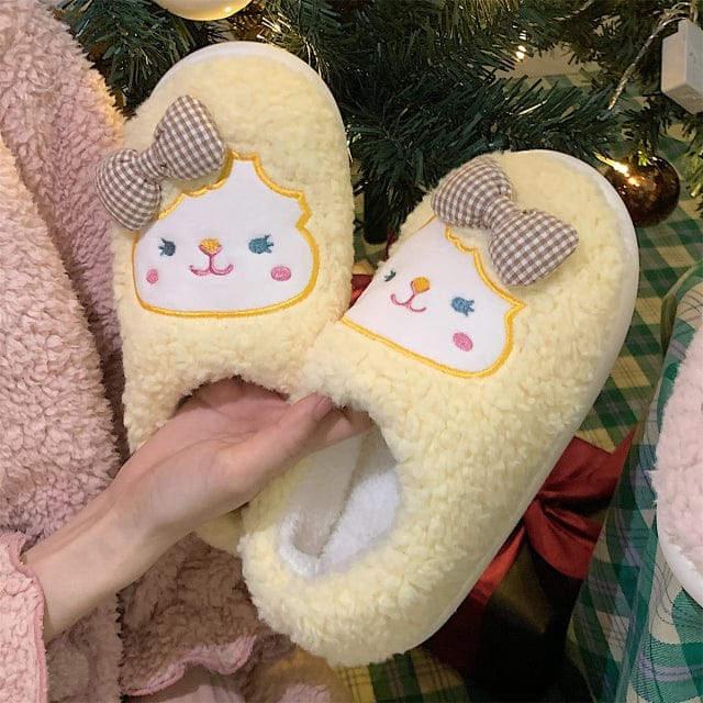 Cute Fluffy Kawaii Slippers upgrade yellow girl EU 37-38 Shoes The Kawaii Shoppu