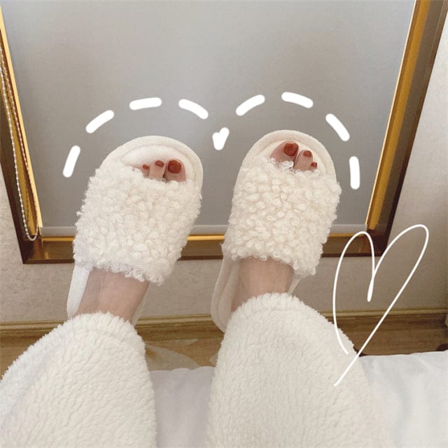 Cute Fluffy Kawaii Slippers white EU 39-40 Shoes The Kawaii Shoppu