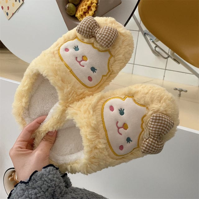 Cute Fluffy Kawaii Slippers yellow shy girl EU 39-40 Shoes The Kawaii Shoppu