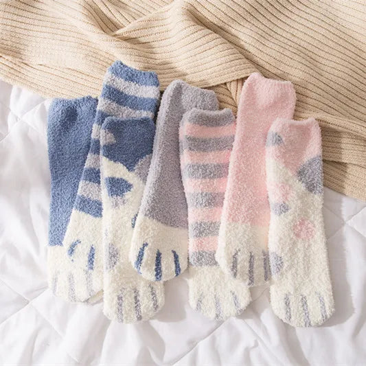 Cute Fluffy Pastel Cat Paw House Thick Socks 1 pair EUR 35-42 Clothing and Accessories by The Kawaii Shoppu | The Kawaii Shoppu