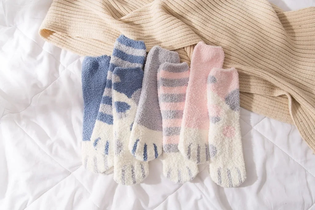 Cute Fluffy Pastel Cat Paw House Thick Socks 1 pair EUR 35-42 Clothing and Accessories by The Kawaii Shoppu | The Kawaii Shoppu