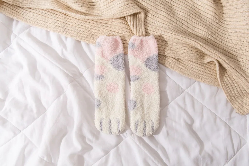 Cute Fluffy Pastel Cat Paw House Thick Socks 1 pair EUR 35-42 Clothing and Accessories by The Kawaii Shoppu | The Kawaii Shoppu