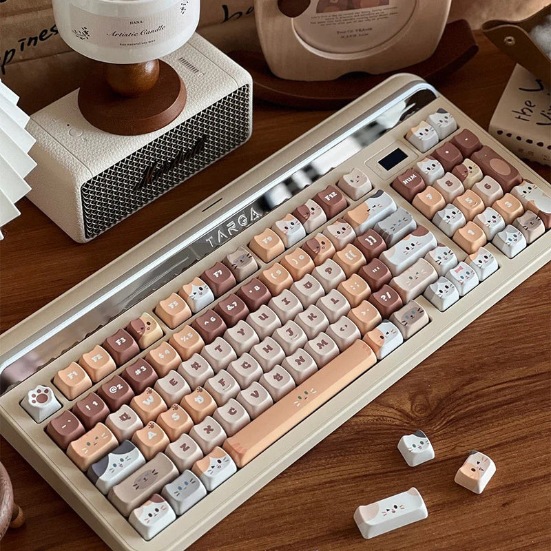 Cute Mocha Mao Cat Shape 108 Keycaps