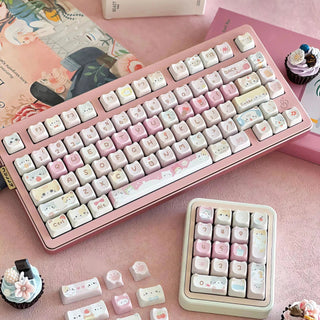 Cute Mocha Mao Cat Shape 108 KEYCAPS Keyboard by The Kawaii Shoppu | The Kawaii Shoppu