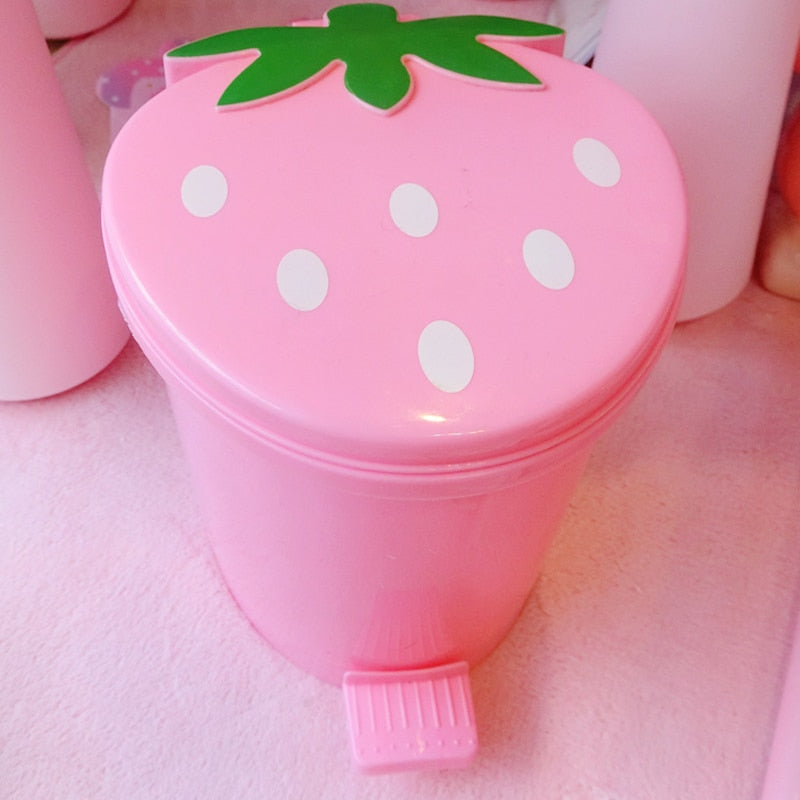 Cute Pink Red Strawberry Waste Bin Home & Kitchen by The Kawaii Shoppu | The Kawaii Shoppu