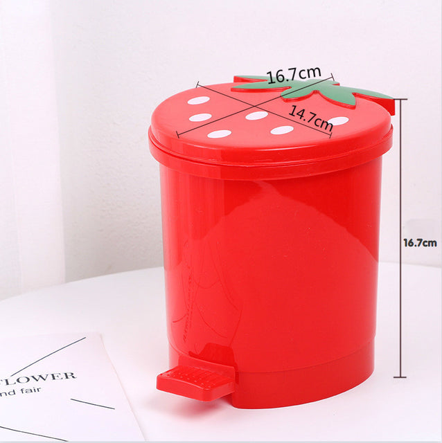 Cute Pink Red Strawberry Waste Bin Medium Red Home & Kitchen by The Kawaii Shoppu | The Kawaii Shoppu