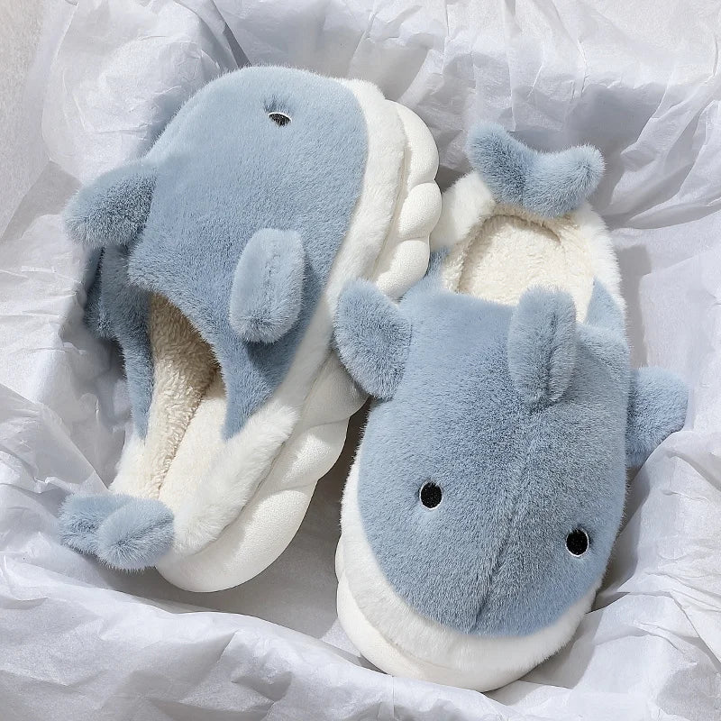 Cute Shark Fluffy Chunky Plushie Slippers by The Kawaii Shoppu | The Kawaii Shoppu