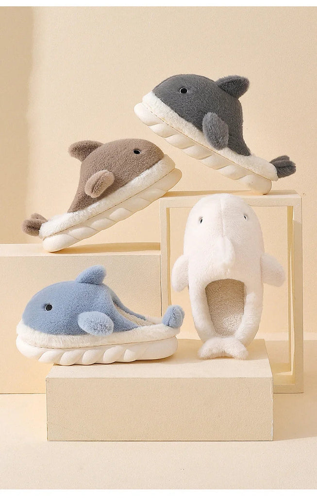 Cute Shark Fluffy Chunky Plushie Slippers by The Kawaii Shoppu | The Kawaii Shoppu