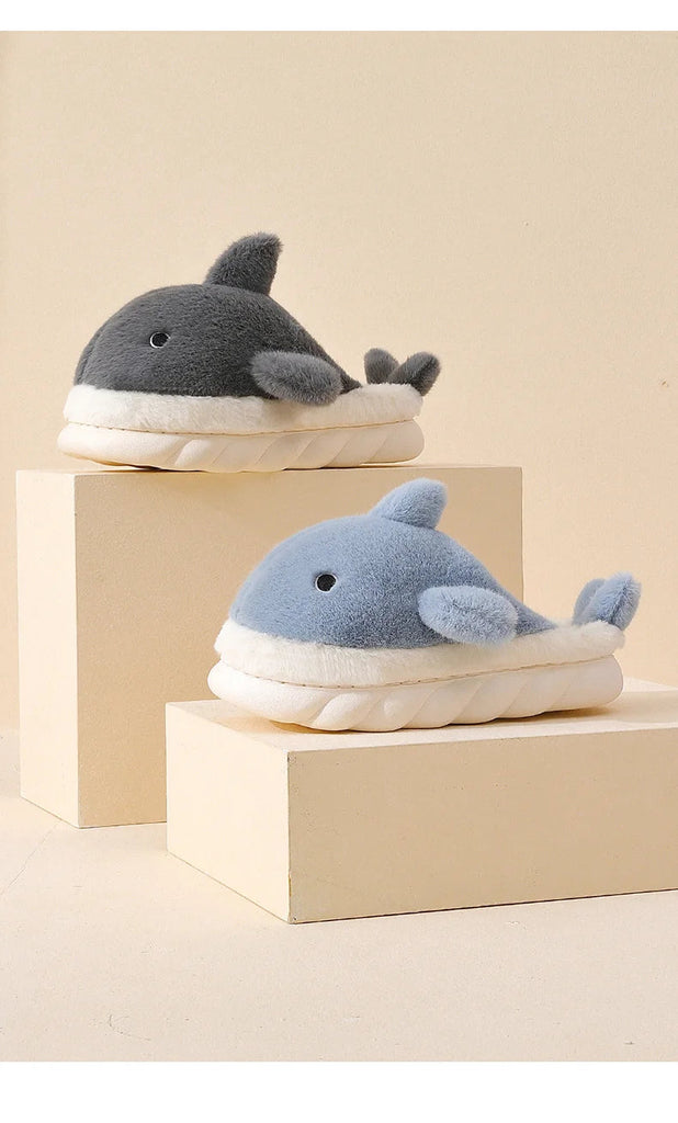 Cute Shark Fluffy Chunky Plushie Slippers by The Kawaii Shoppu | The Kawaii Shoppu