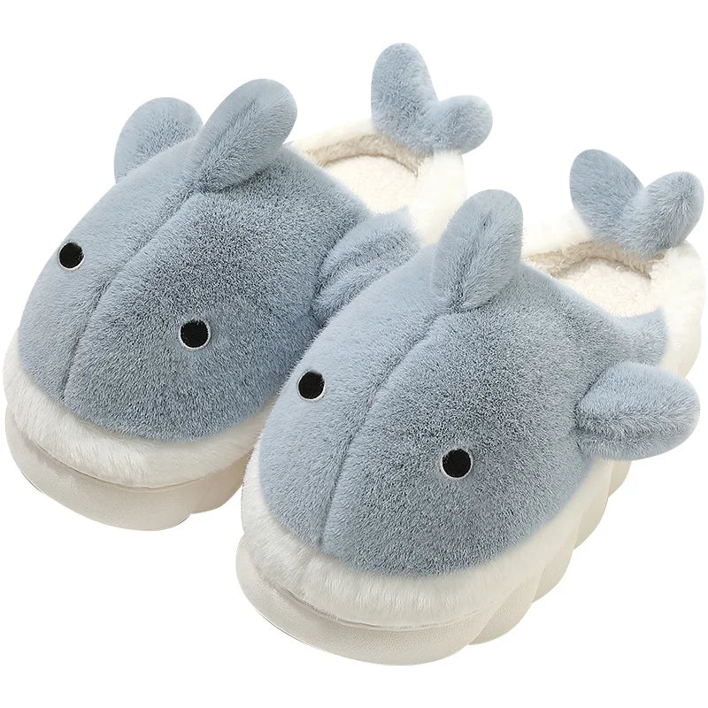 Cute Shark Fluffy Chunky Plushie Slippers by The Kawaii Shoppu | The Kawaii Shoppu