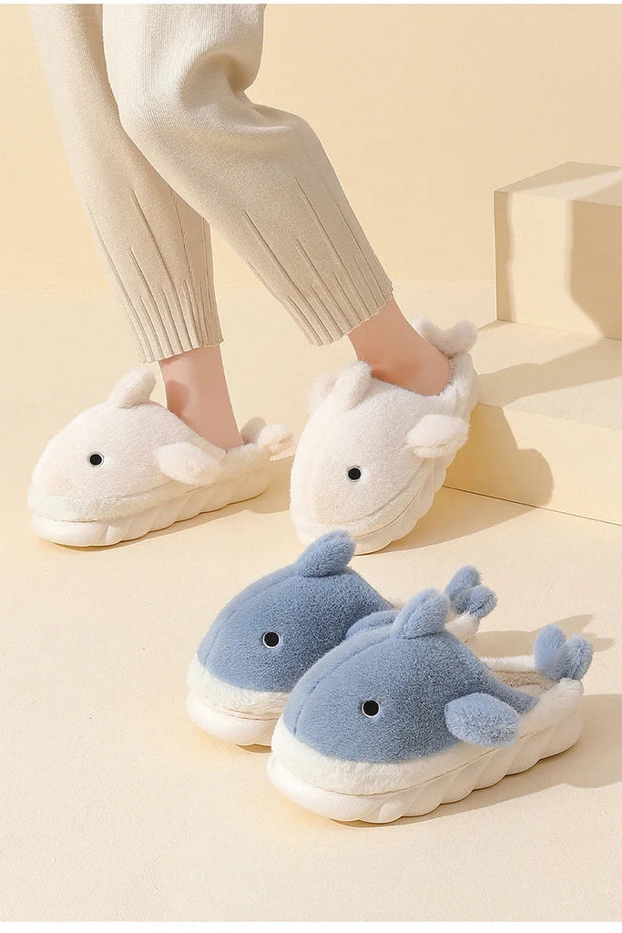 Cute Shark Fluffy Chunky Plushie Slippers by The Kawaii Shoppu | The Kawaii Shoppu