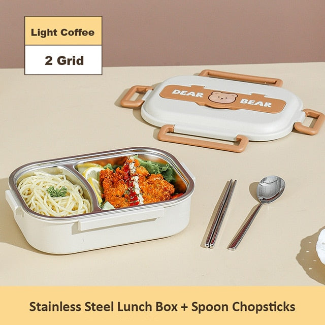 Dear Bear 304 Stainless Steel Bento Lunch Box 2 Grid Home & Kitchen by The Kawaii Shoppu | The Kawaii Shoppu