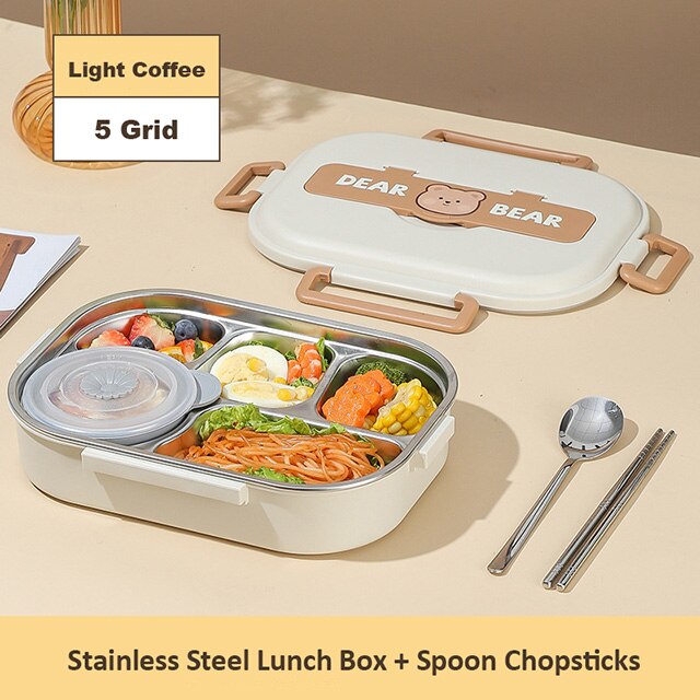Dear Bear 304 Stainless Steel Bento Lunch Box 5 Grid Home & Kitchen by The Kawaii Shoppu | The Kawaii Shoppu
