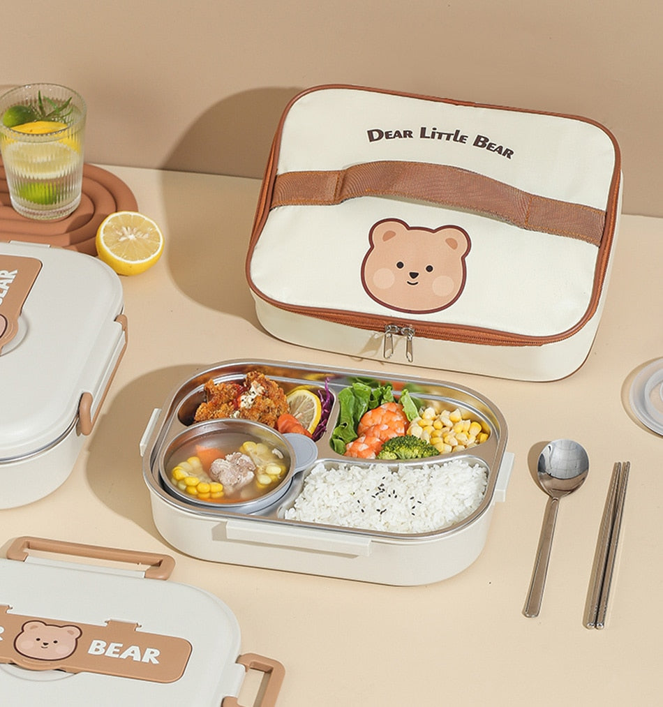 Dear Bear 304 Stainless Steel Bento Lunch Box Home & Kitchen by The Kawaii Shoppu | The Kawaii Shoppu