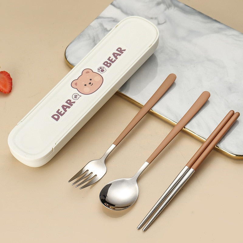 Dear Bear Portable Travel Chopsticks Spoon Set Home & Kitchen by The Kawaii Shoppu | The Kawaii Shoppu