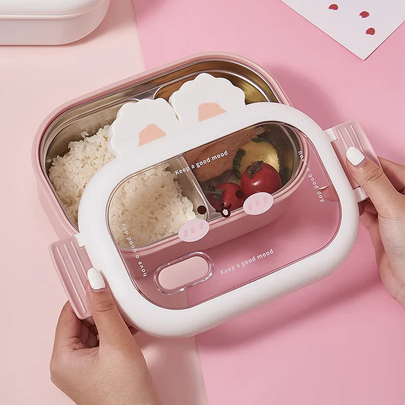 Dear Bunny Stainless Steel Insulated Lunch Bento Box Pink Lunch Box by The Kawaii Shoppu | The Kawaii Shoppu