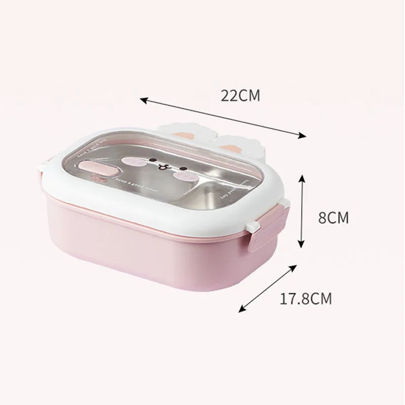 Dear Bunny Stainless Steel Insulated Lunch Bento Box Pink Lunch Box by The Kawaii Shoppu | The Kawaii Shoppu