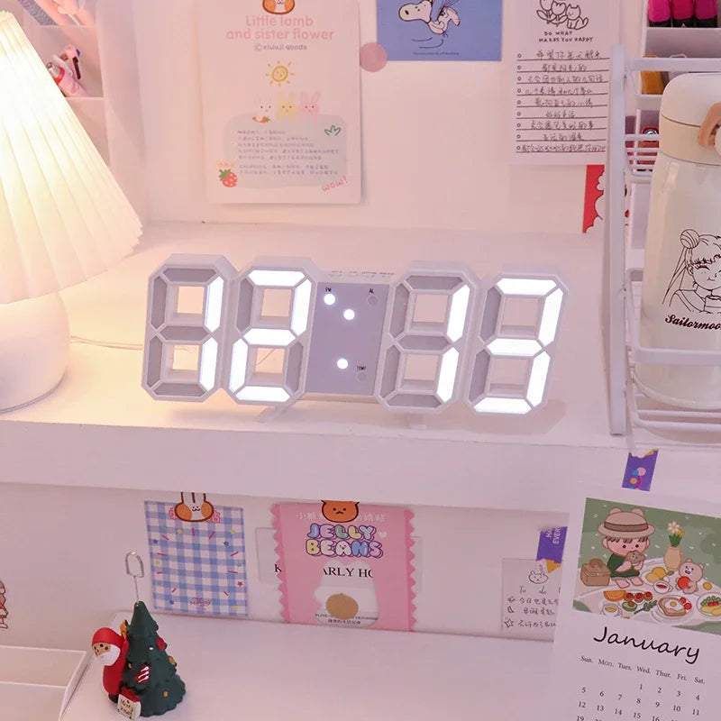 Digital Desk Daily Aesthetic LED Light Alarm Clock Home Decor by The Kawaii Shoppu | The Kawaii Shoppu